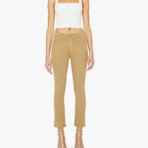 Mother The Mid Rise Dazzler Ankle Fray Second Chance Tan Jeans Size 28